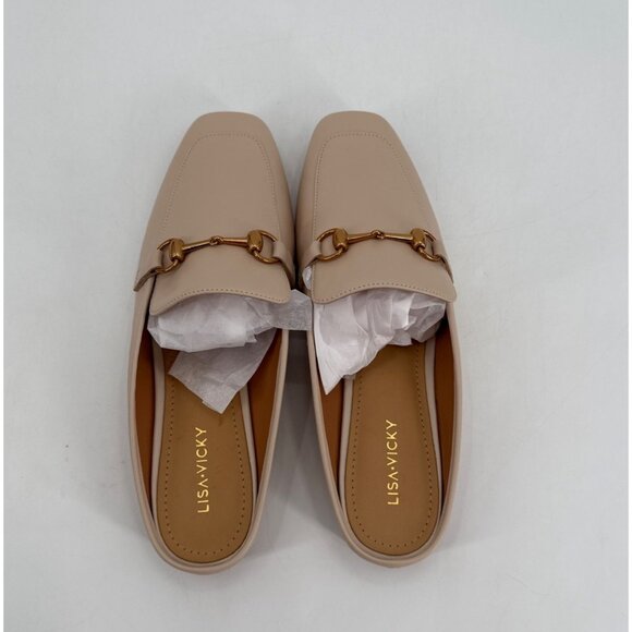 Lisa Vicky Slip OnMule  Loafers Nude Leather Square Toe Size 9 Womens - Picture 4 of 11
